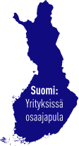 Kuvituskuva. SUomen kartta, jonka sisällä teksti Yrityksissä osaajapula.